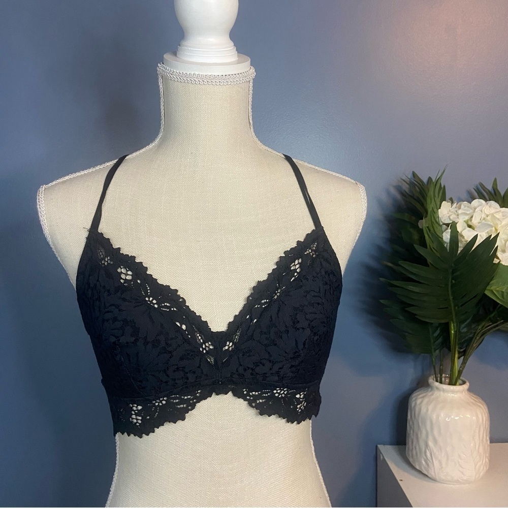 Aerie Black Floral Lace Bralette
